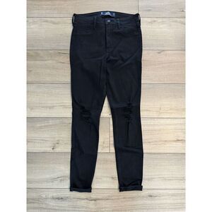 Women’s HOLLISTER jeggings W27  L26 High Rise Crop Stretchy 5 R Black Distressed